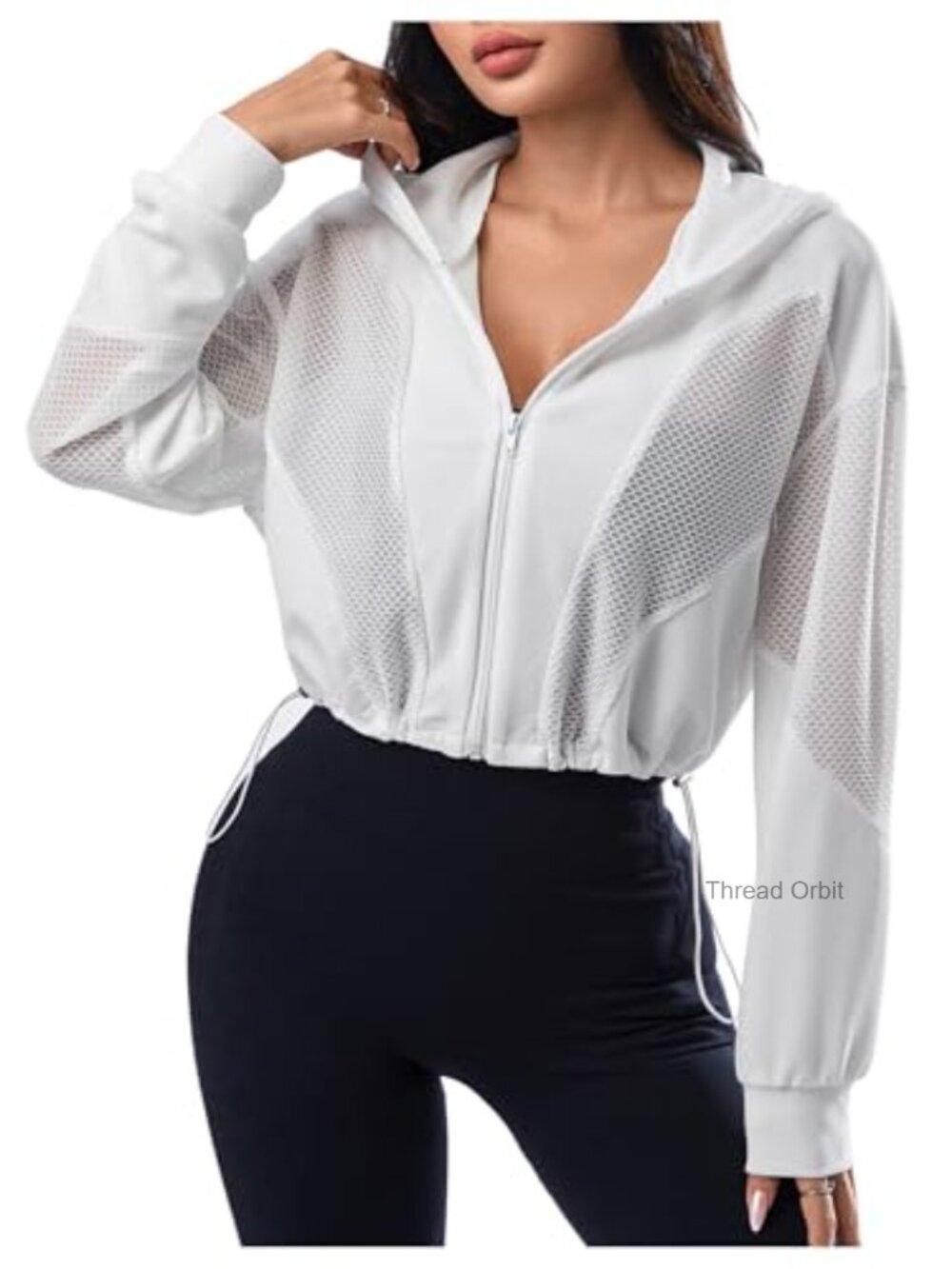 SweatyRocks Zip Up Cropped Hoodie Lightweight Track Jacket